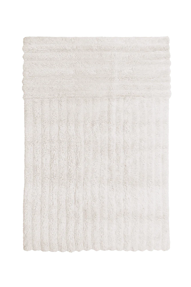 Tapis 100% laine - Blanc traits dans la trame